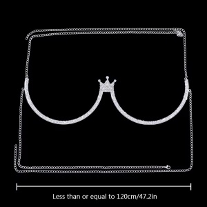 Accesoriu tip body chain cu cristale pentru bust, argintiu #BB4592 - Img 4