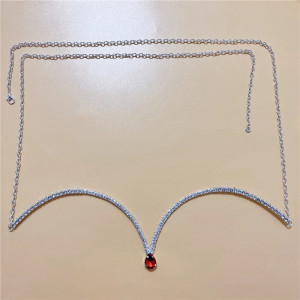 Accesoriu tip body chain cu cristale pentru bust, argintiu #BB4623 - Img 3