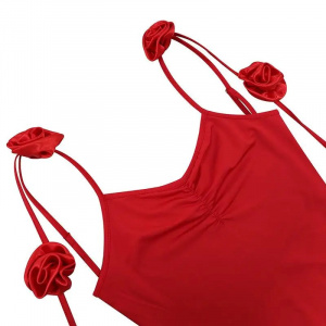 Rochie lunga mulata cu spatele gol si trandafiri decorativi, rosu #BB1077 - Img 22