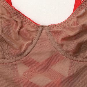 Rochie sexy de noapte din dantela fina elastica cu snur reglabil la spate, nude/rosu #BB4284 - Img 10