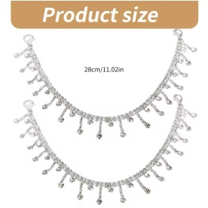 Set accesorii metalice cu cristale pentru incaltaminte, argintiu #BB4710 - Img 9