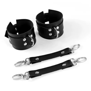 Set accesorii tip ham din piele ecologică cu cătușe , negru, 2 piese #BB4791 - Img 4