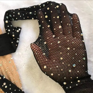 Ciorapi sexy tip dres cu cristale decorative, negru #BB4683 - Img 11