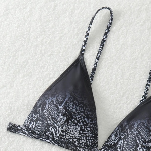 Costum de baie 2 piese cu imprimeu sarpe in degrade, negru #BB2378 - Img 5