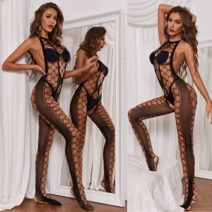 Salopeta sexy din plasa fina elastica cu decupaje, negru #BB4720 - Img 10