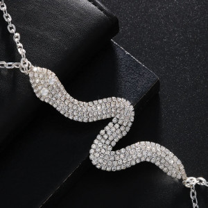 ❗Super Oferta❗ Body chain pentru bust cu cristale transparente si detaliu sarpe, argintiu #BB4100 - Img 4
