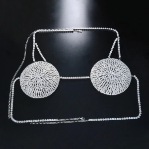 Body chain tip sutien cu cristale transparente, argintiu #BB4494 - Img 8