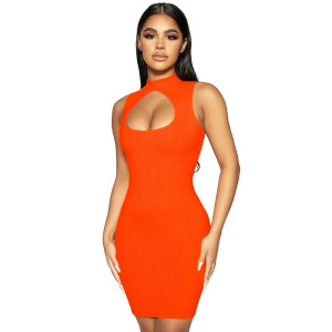 Rochie scurta portocalie #BB5078 - Img 3