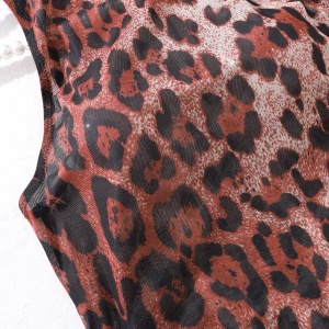 Set lenjerie intima sexy cu body si ciorapi inalti, imprimeu leopard, bej/ maro, 2 piese #BB4596 - Img 10