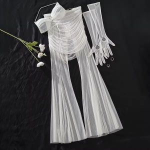Set lenjerie intima sexy cu manusi si pantaloni, alb, 4 piese #BB4754 - Img 7