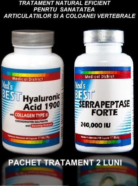 Acid Hialuronic cu Colagen Tip2 + Serrapeptase 240000 Serra Tratament Naturist Refacere Articulatii Coxartroza Gonartroza *