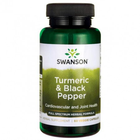 Turmeric& Black Pepper- Turmeric cu Piper negru 60 veggie capsules Swanson