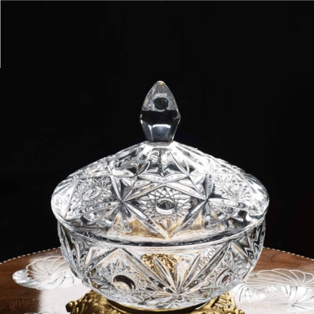 Cristal Bohemia - Bol cu capac tip bomboniera, zaharnita 15 cm Mirabella