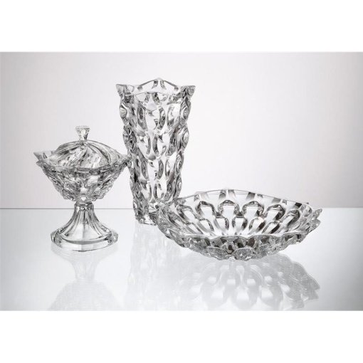 Cristal Bohemia - Platou intins cu picior 35 cm Zefir alb - Img 3