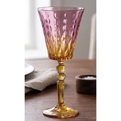 Pahare de vin rosu Infinity Diamonds roz-amber 260 ml - Img 4