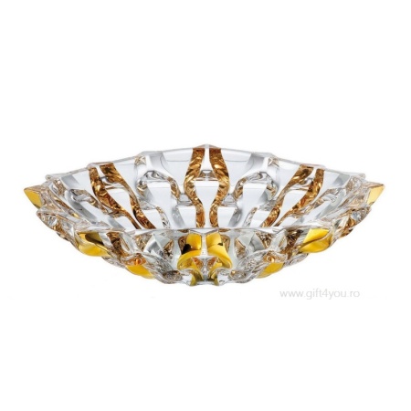 Cristal Bohemia - Platou intins 35 cm Zefir auriu - Img 3