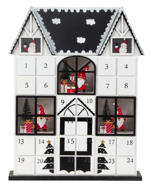 Casuta Calendar Advent din lemn cu lumini 37 cm - Img 8