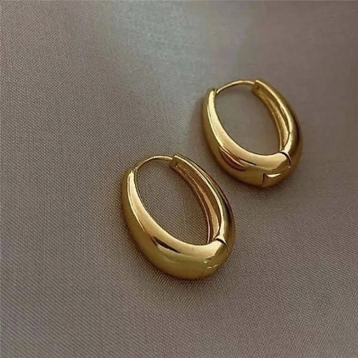 Cercei Placati cu Aur de 14K Glamour Lacrima Oval - Img 2