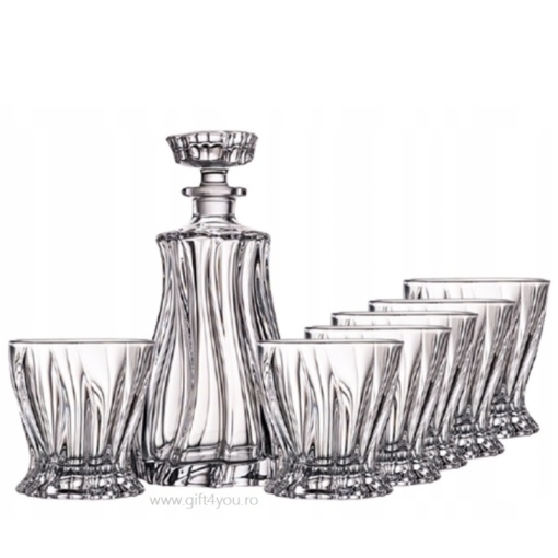 Cristal Bohemia - Set 7 piese Decantor + 6 pahare de whisky Primavera - Img 2