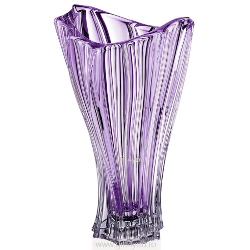 Cristal Bohemia - Set Vaza si Platou Primavera Violet - Img 2