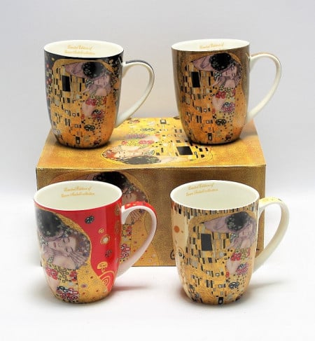 Set cadou 4 cani Klimt - The Kiss - 400 ml