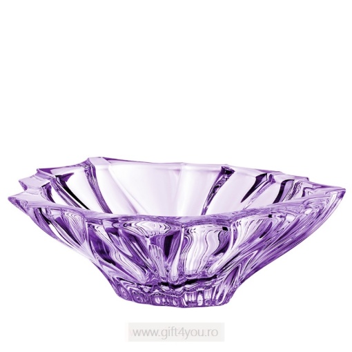 Cristal Bohemia - Set Vaza si Platou Primavera Violet - Img 3