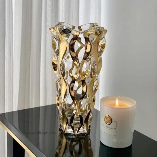 Cristal Bohemia - Vaza de Lux Zefir auriu - Img 2