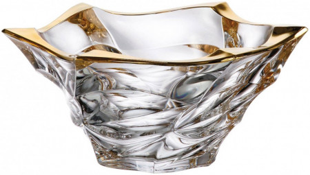 Cristal Bohemia - Platou Elisee Aura cu bordura aurie 33 cm - Img 3