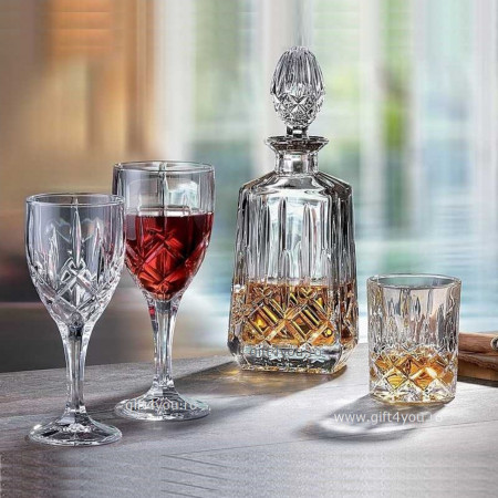 Cristal Bohemia - Set 13 piese Decantor + 6 pahare Whisky + 6 pahare Vin Nobilis
