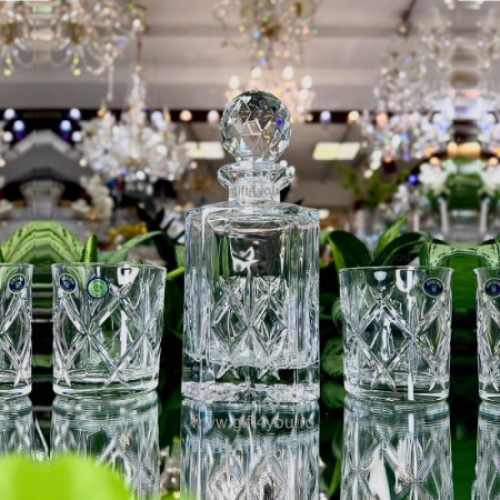 Cristal Bohemia - Set 7 piese Decantor de whisky + 6 pahare Destiny