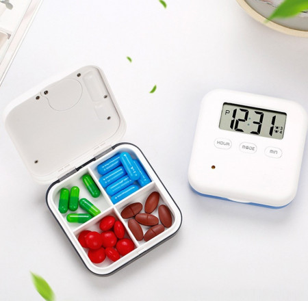 Cutie electronica inteligenta cu Organizator zilnic de pastile si 5 alarme