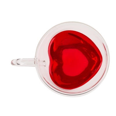 Set 2 cani cu perete dublu in forma de inima 240 ml - pentru cafea, capuccino, ceai - Img 2