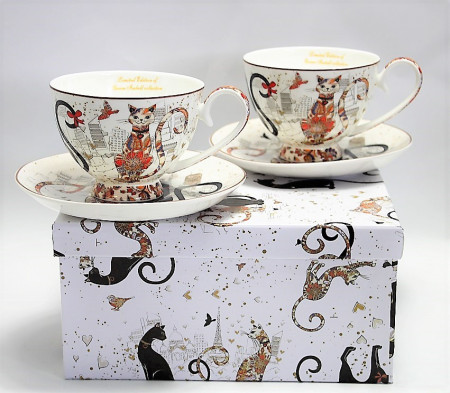 Set de cafea 2 pers Happy City Cats pisica 250ml