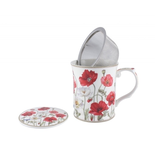 Cana de ceai cu infuzor metalic si capac Maci 400 ml - Img 2