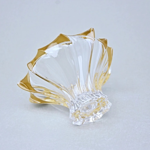 Cristal Bohemia - Bol cu bordura aurie cu picior - Cupa de inghetata Primavera 15 cm - Img 3