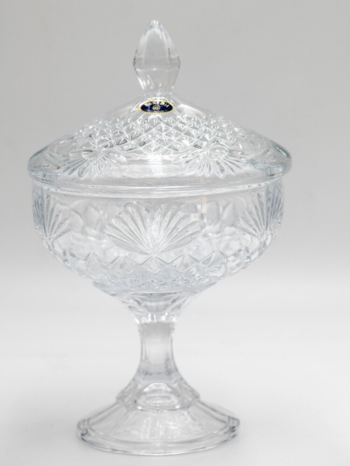 Cristalit Bohemia - Bomboniera pe piedestal cu capac 24 cm Venera - Img 2