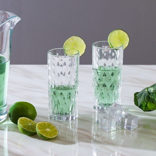 Pahare de apa / Long Drink Infinity Diamonds din Cristal Luxion 350 ml - Img 3