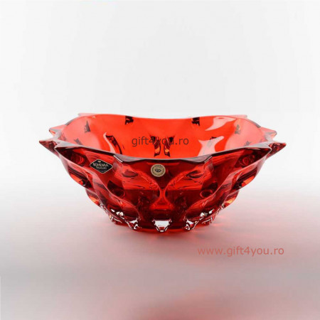 Cristal Bohemia - Platou mediu Zefir rosu 21 cm