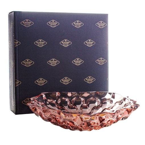 Cristal Bohemia - Platou intins 35 cm Zefir roz - Img 6