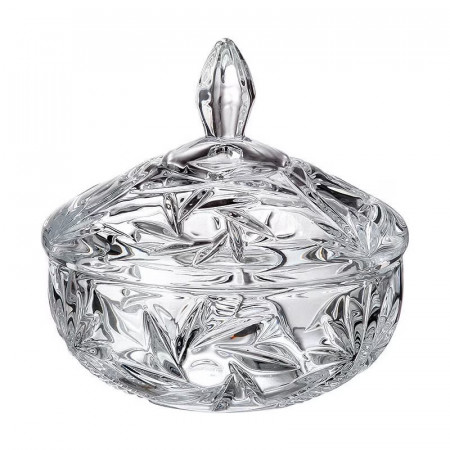 Cristalit Bohemia - Bol cu capac tip bomboniera, zaharnita 15 cm Crown - Img 3