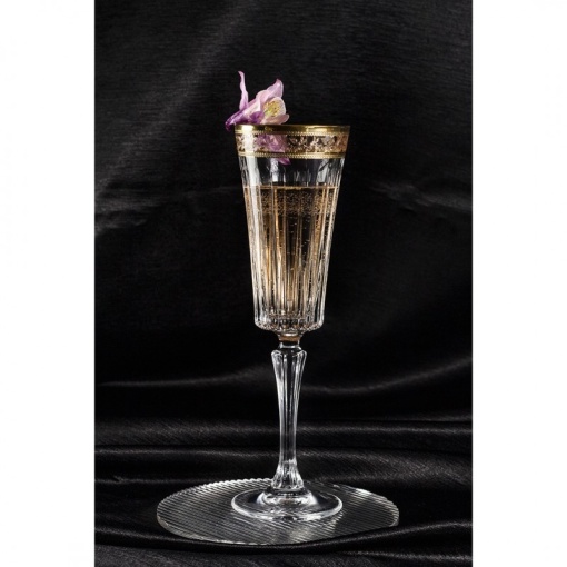 Bohemia Prestige - Pahare de sampanie Venetto Aureo din Cristal Luxion 210 ml - Img 4