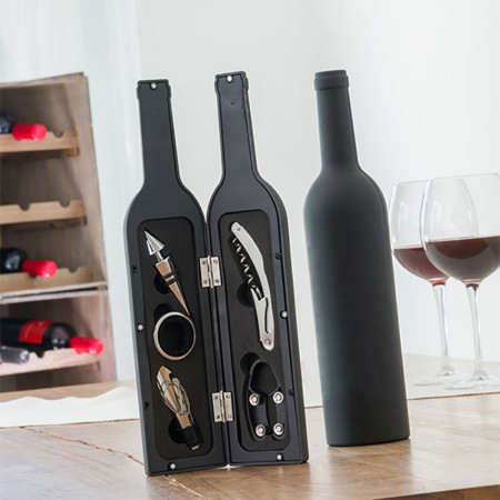 Set de accesorii pentru vin in forma de sticla