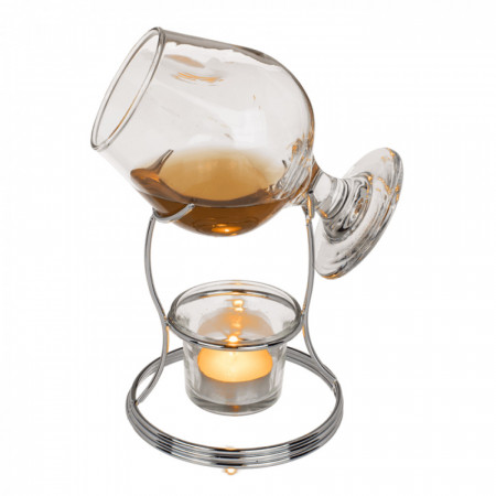 Set de servire coniac brandy cu suport si incalzire 4 piese