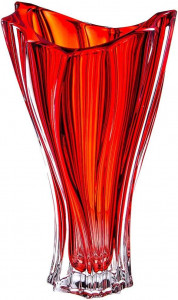 Cadou de Lux Cristal Bohemia - Set Vaza si Platou Primavera rosu - Img 3