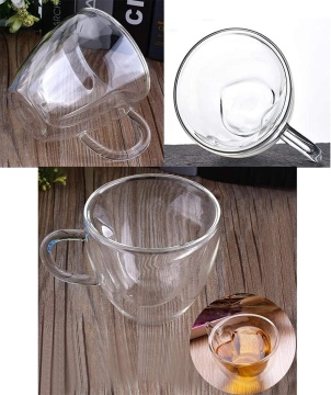 Set 2 cani cu perete dublu in forma de inima 240 ml - pentru cafea, capuccino, ceai - Img 5