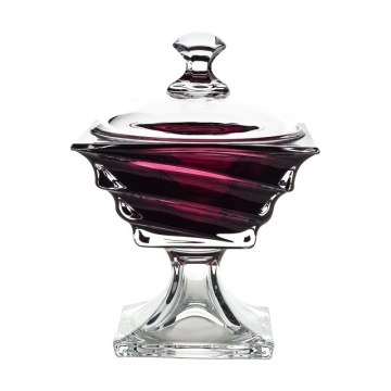 Cristal Bohemia - Bomboniera cu picior Precious Burgundy 24,5x18 cm