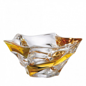 Cristal Bohemia - Platou Elisee Aurora cu flamura aurie 33 cm