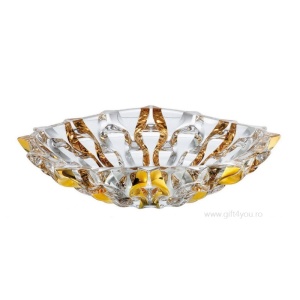 Cristal Bohemia - Platou intins 35 cm Zefir auriu - Img 3