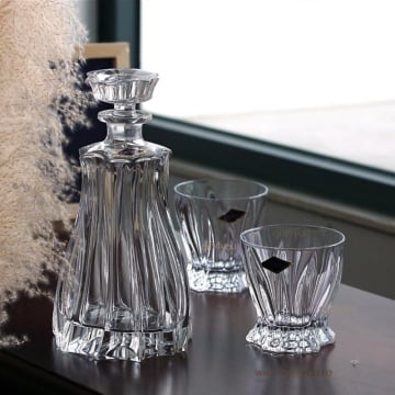 Cristal Bohemia - Set 7 piese Decantor + 6 pahare de whisky Primavera