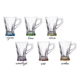 Cristal Bohemia - Set cafea ceai 6 cesti colorate Primavera 160 ml